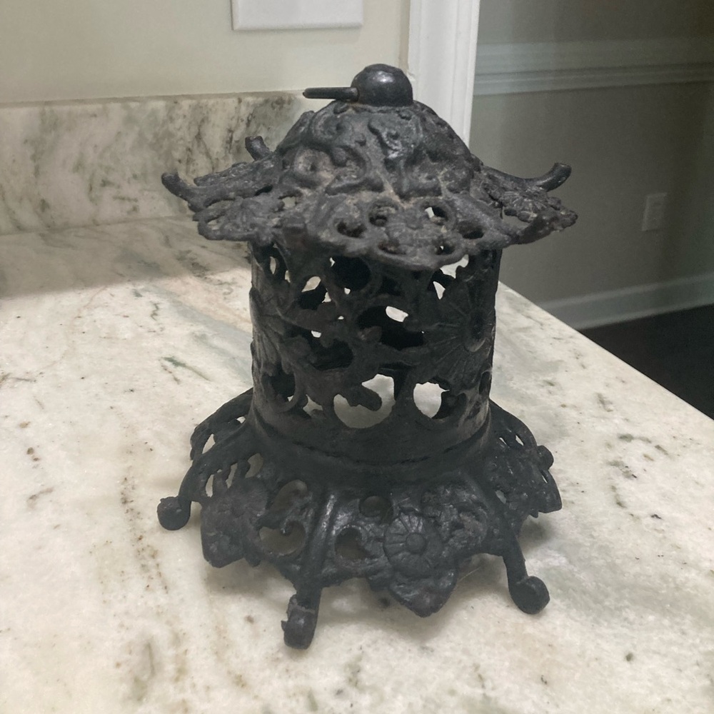 Antique Cast Iron Japanese Candle Lantern - Picture 2 of 6